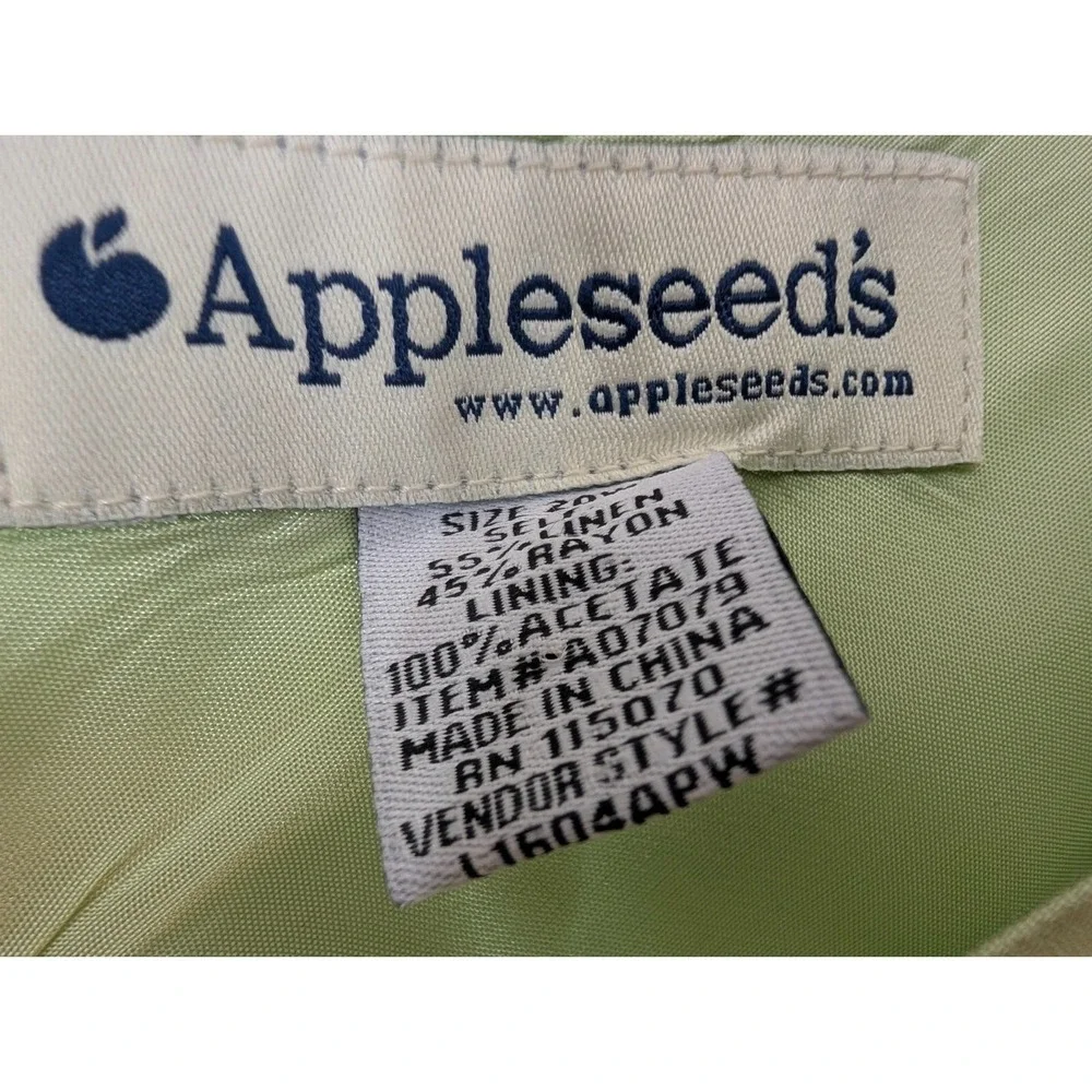 Appleseeds Button Front Top w/ Dress Women's Plus Size 20W Linen Blend Pistachio